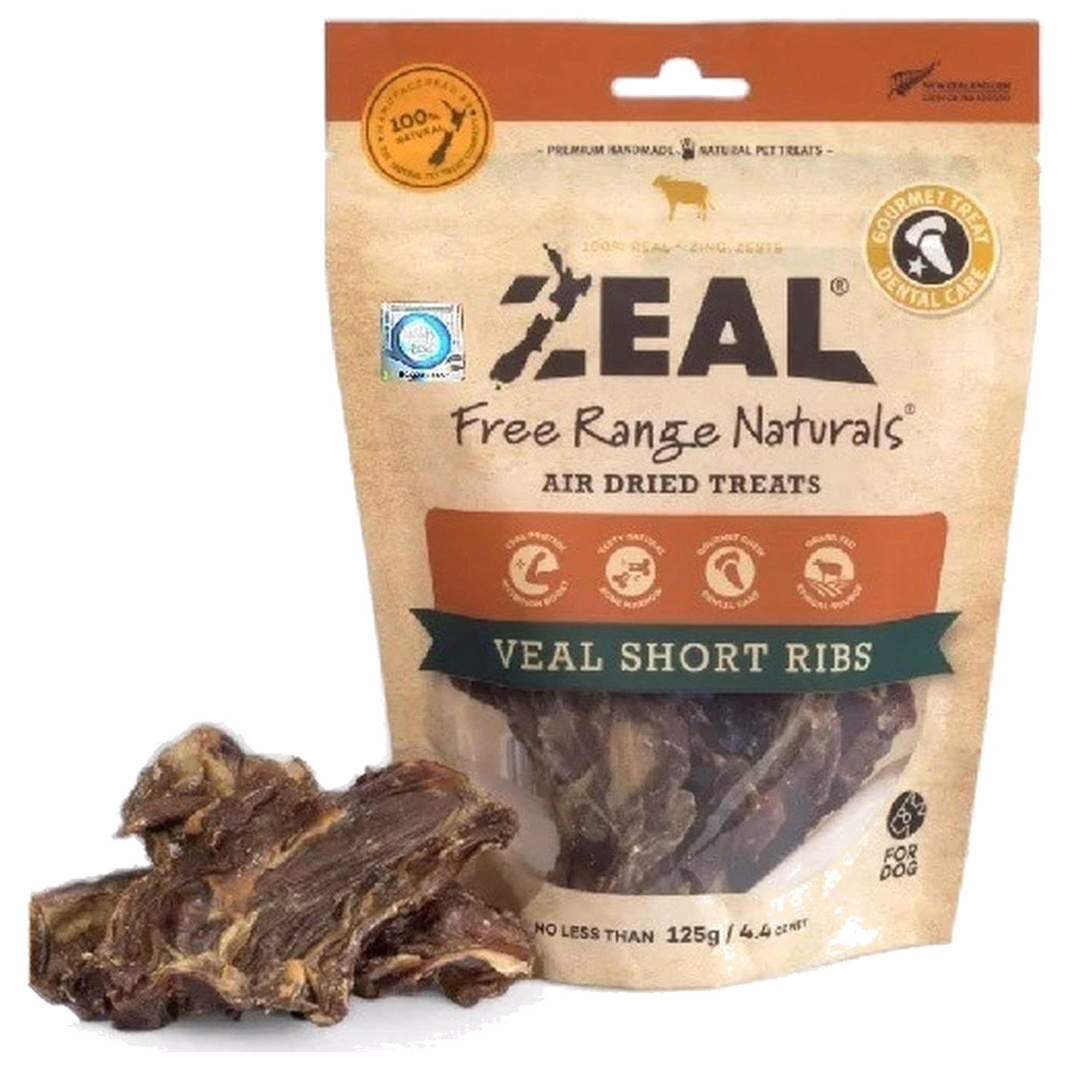 Zeal Dog Treat - Natural Veal Short Ribs 125g