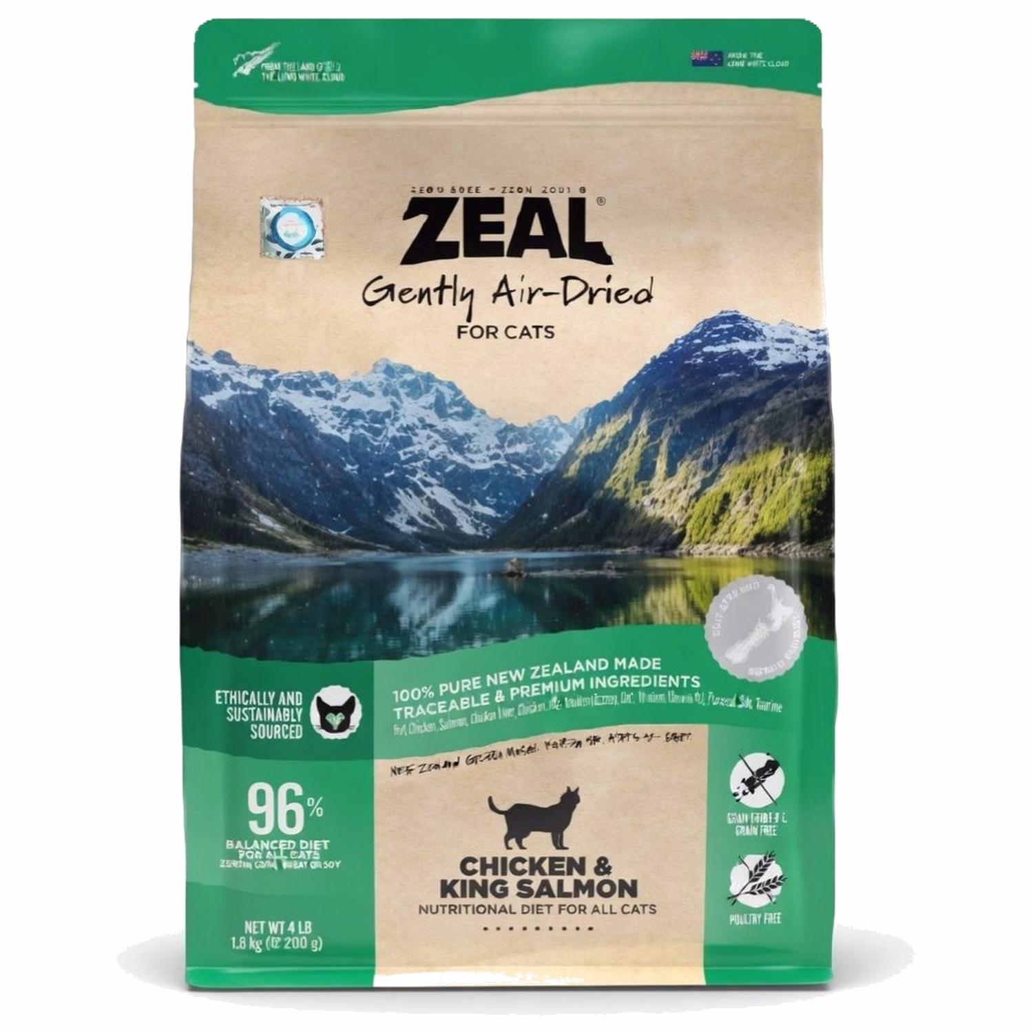 Zeal 天然貓糧 - 風乾雞肉及王帝三文魚 320g