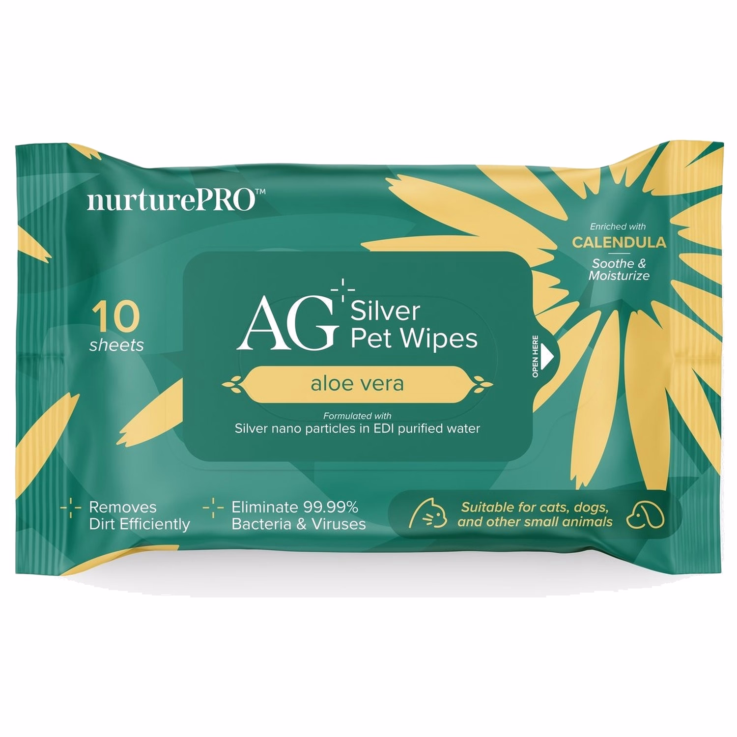 Nurture Pro AG+ 銀離子寵物親膚消毒濕紙巾 - 蘆薈味
