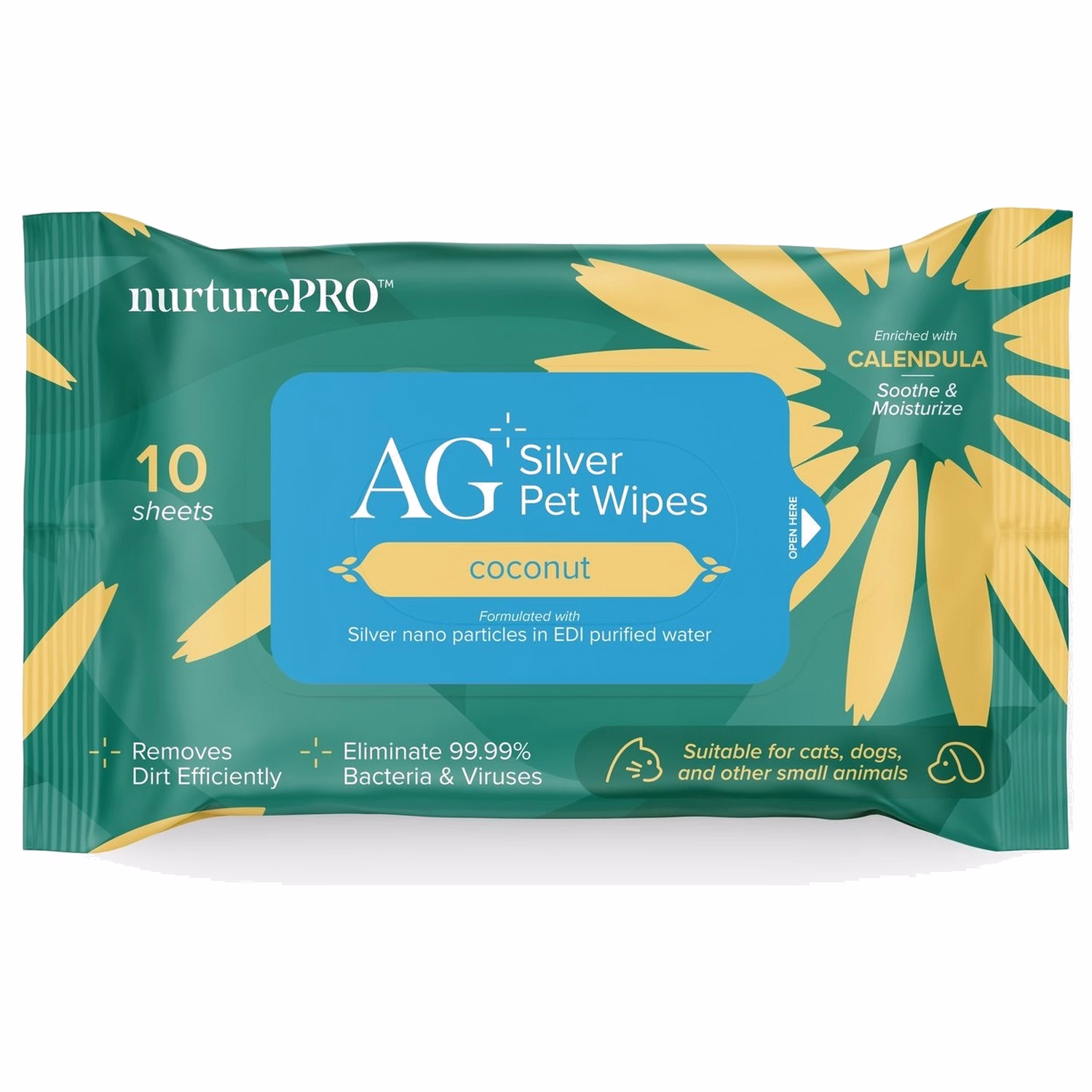 Nurture Pro AG+ 銀離子寵物親膚消毒濕紙巾 - 椰子味 10片裝
