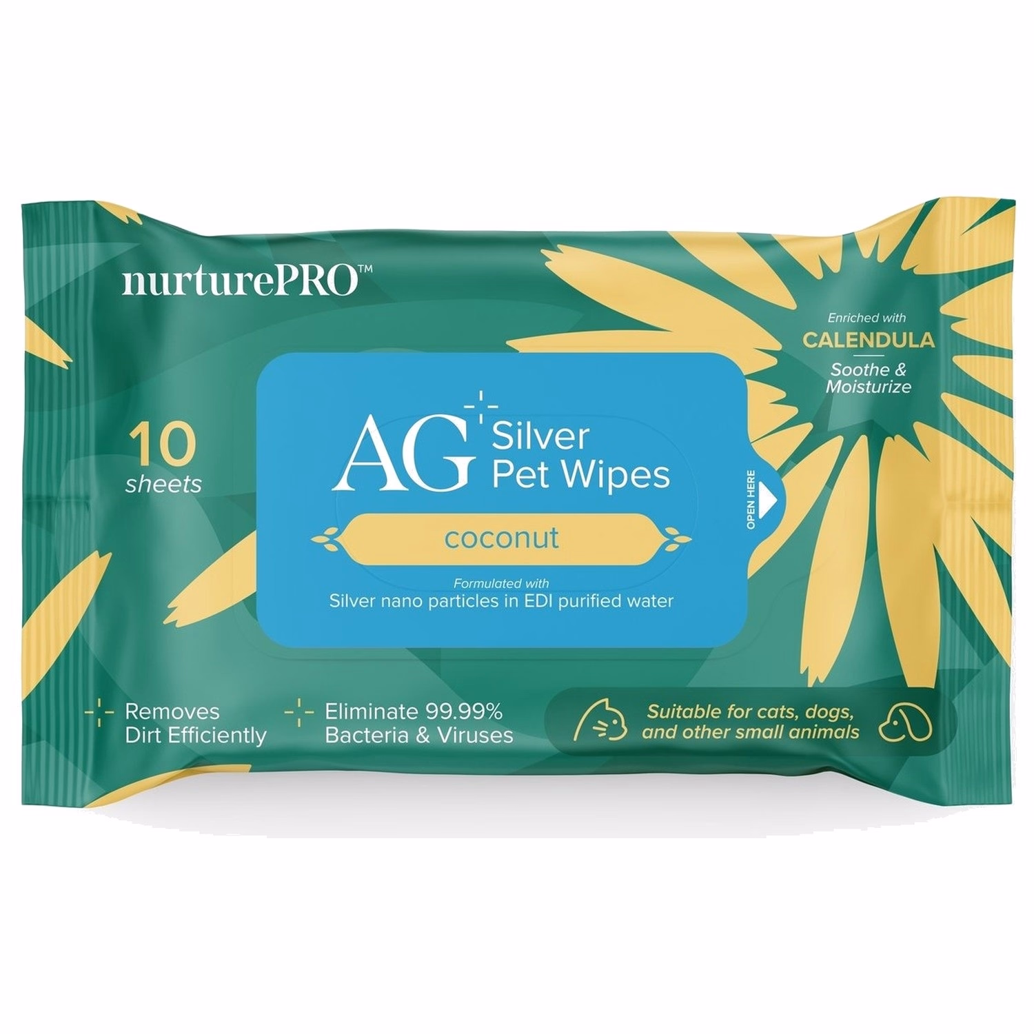 Nurture Pro AG+ Silver Pet Wipes - Coconut 10pcs