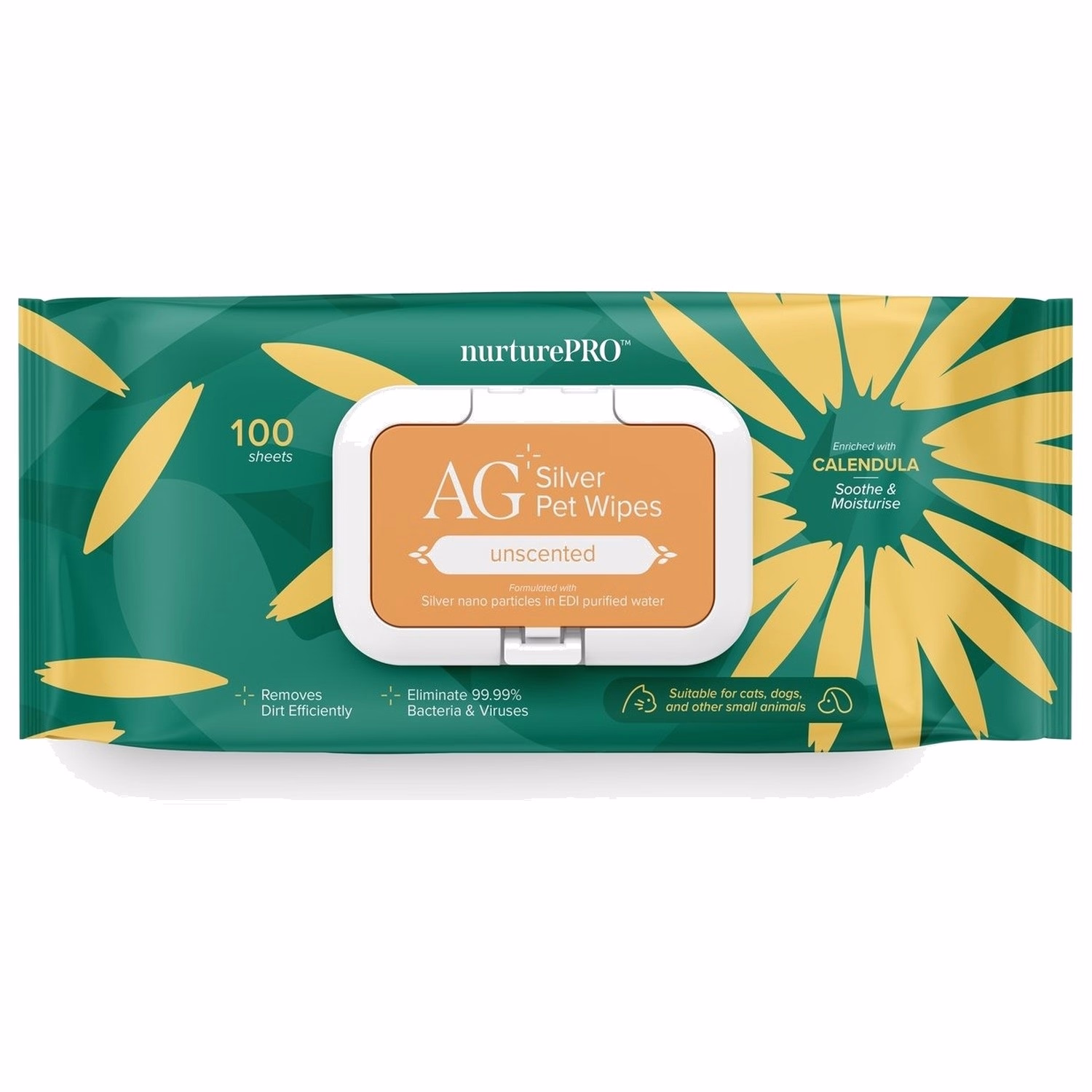 Nurture Pro AG+ Silver Pet Wipes - Unscented 100pcs