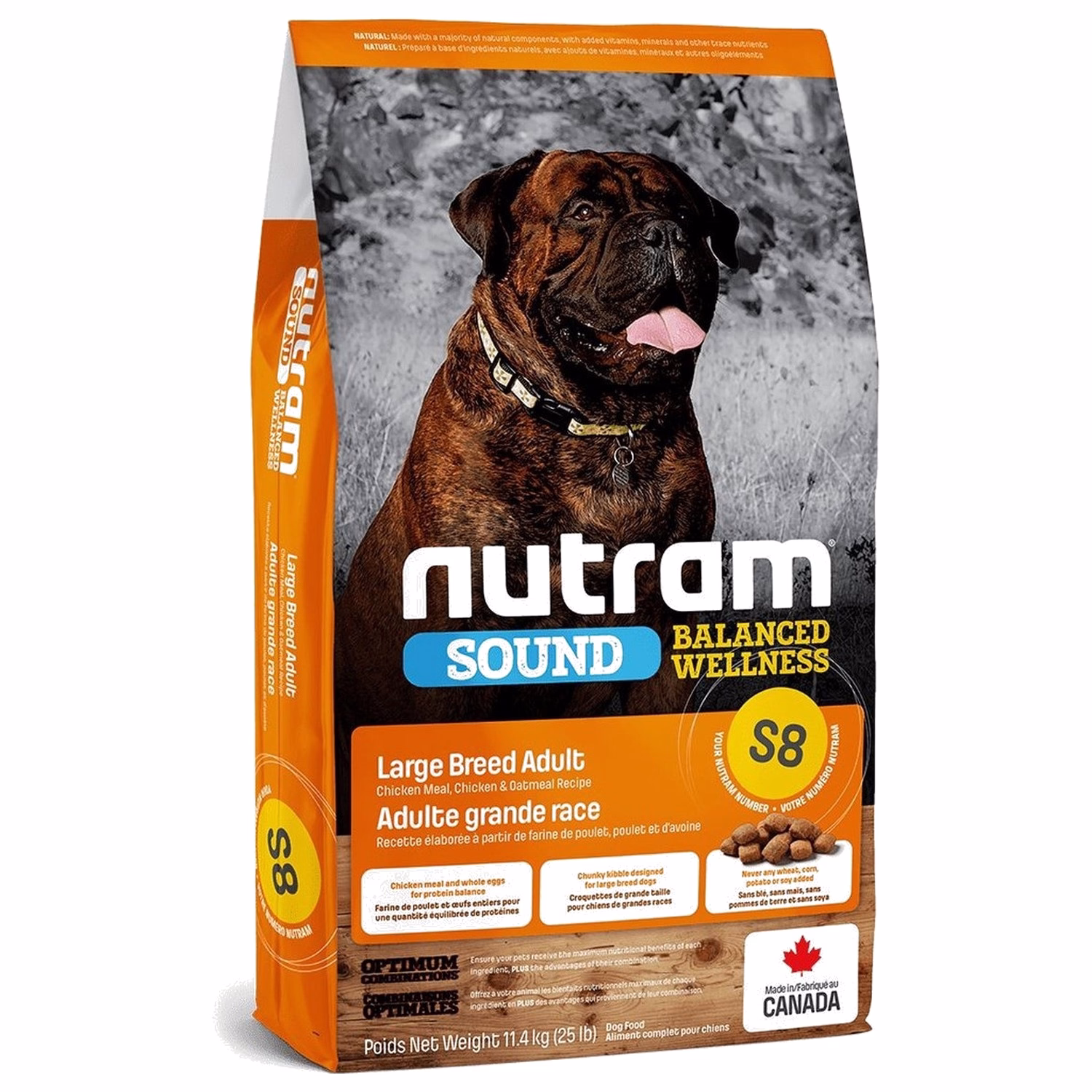 Nutram 加拿大紐頓狗乾糧 - S8 大型犬 - 雞肉燕麥配方 11.4kg