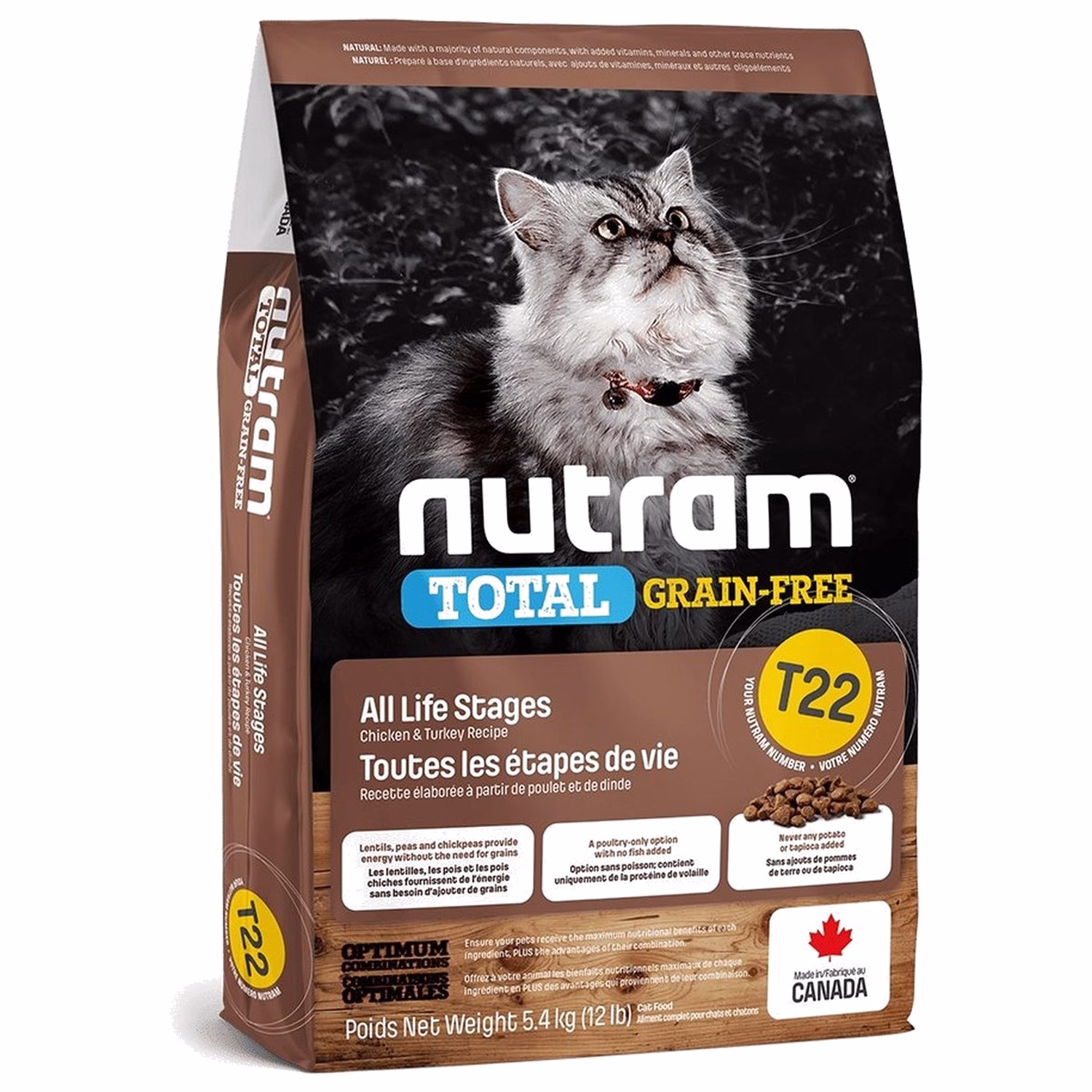 Nutram 加拿大紐頓貓乾糧 - T22 Total 無穀物 - 雞肉火雞配方