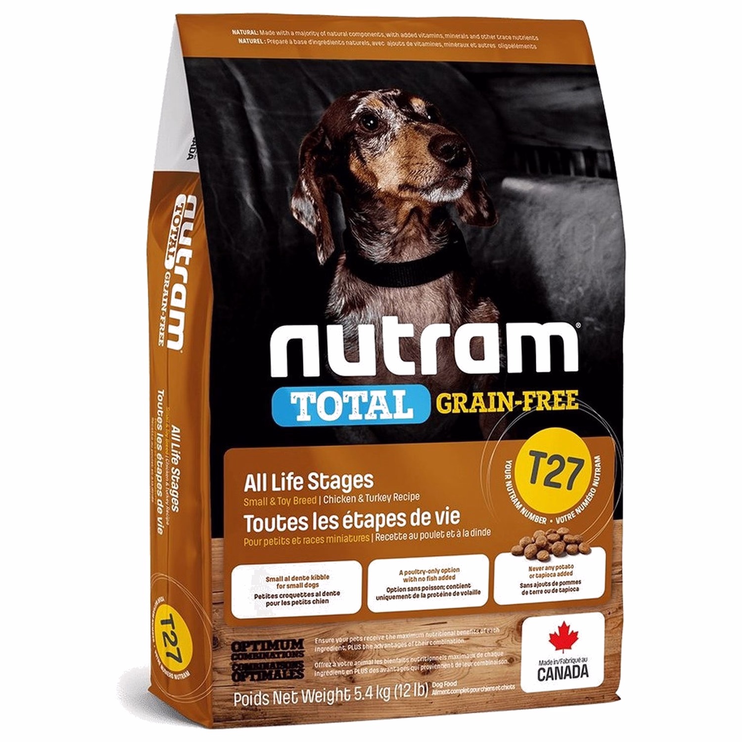 Nutram Dog Food - T27 Total Grain Free - Small Breed - Turkey, Chicken & Duck