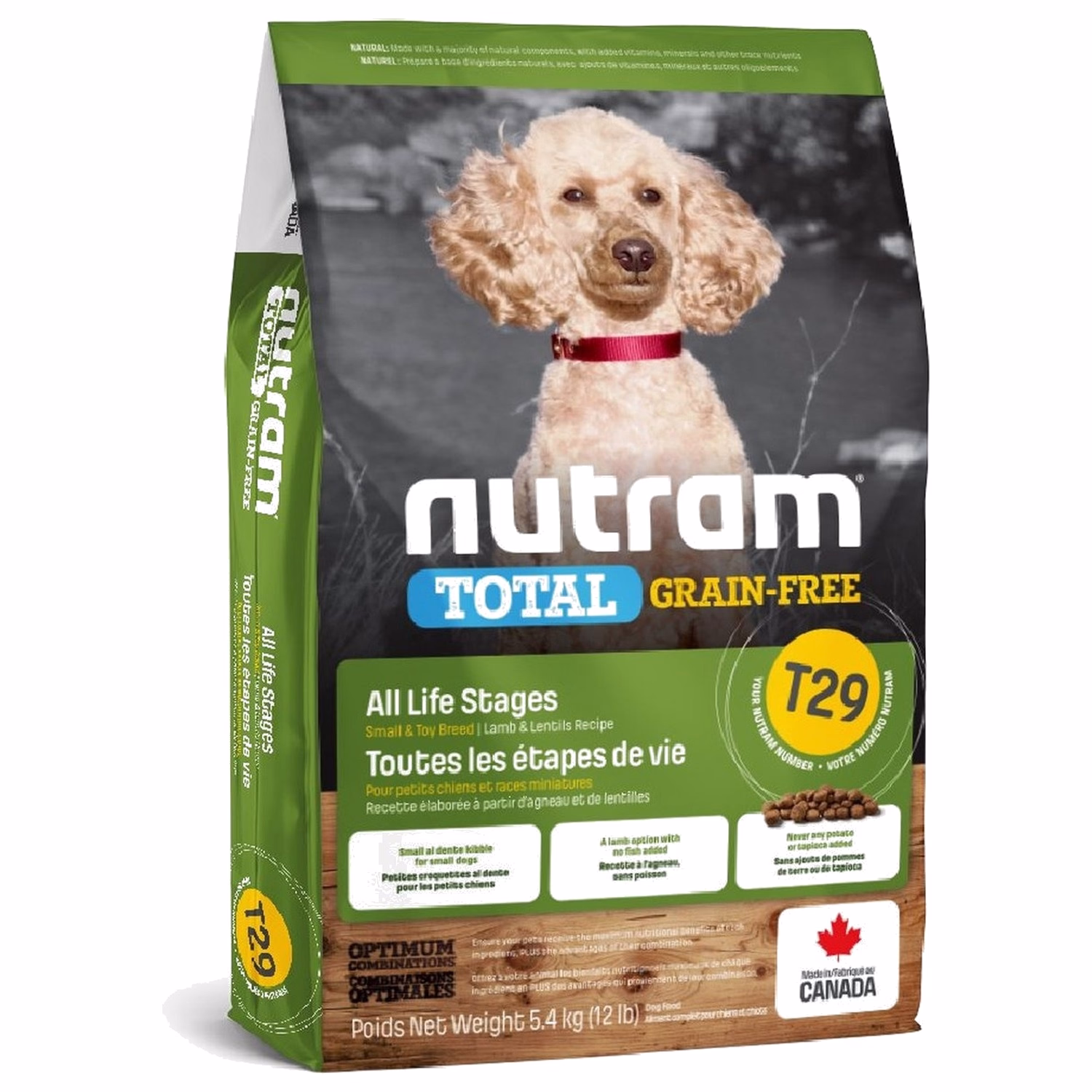 Nutram 加拿大紐頓狗乾糧 - T29 無穀物小型犬 - 羊肉小扁豆配方 5.4kg