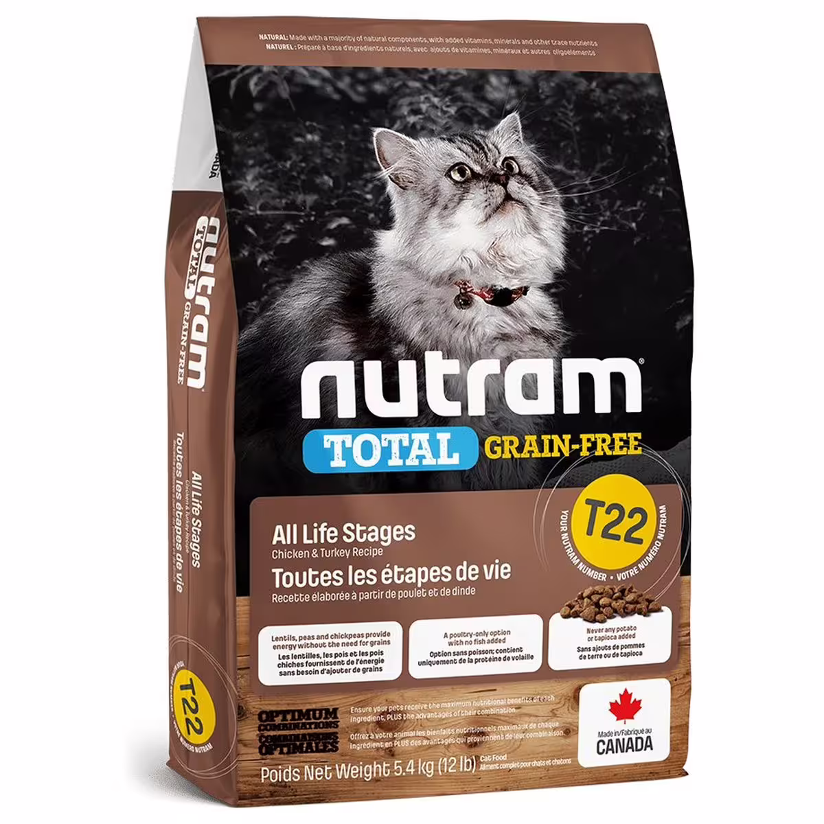Nutram Cat Food - T22 Grain Free - Turkey & Chicken 5.4kg