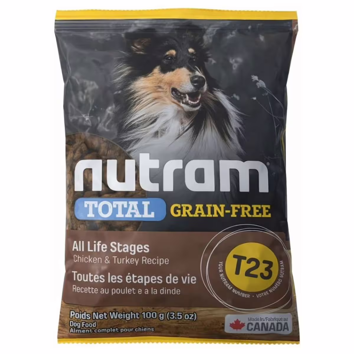 [試食裝] Nutram 加拿大紐頓狗乾糧 - T23 無榖物無薯大型犬 - 雞火雞配方 100g