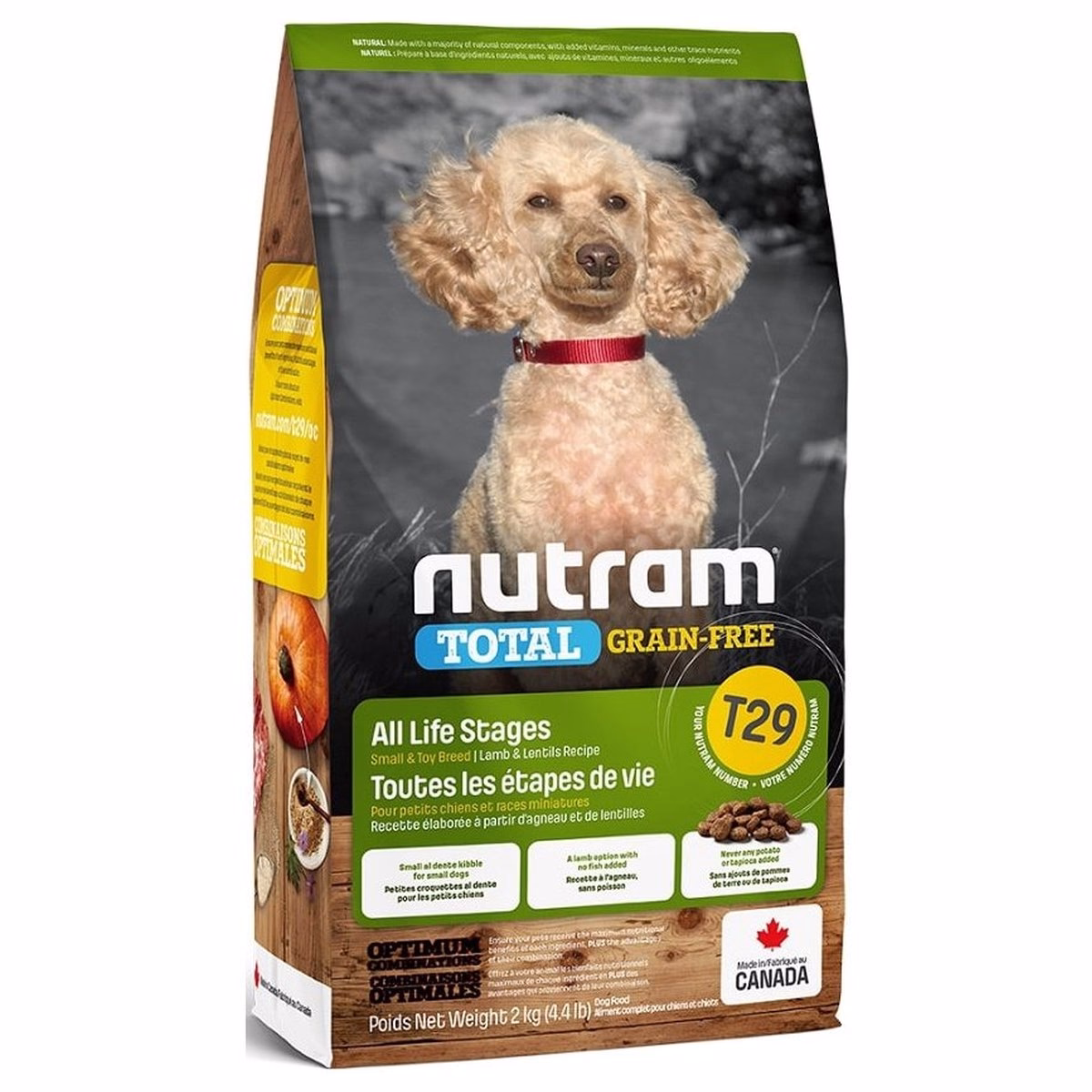 Nutram 加拿大紐頓狗乾糧 - T29 無穀物小型犬 - 羊肉小扁豆配方 2kg - EXP 15/10/2026 (穿袋 – 重新密封)