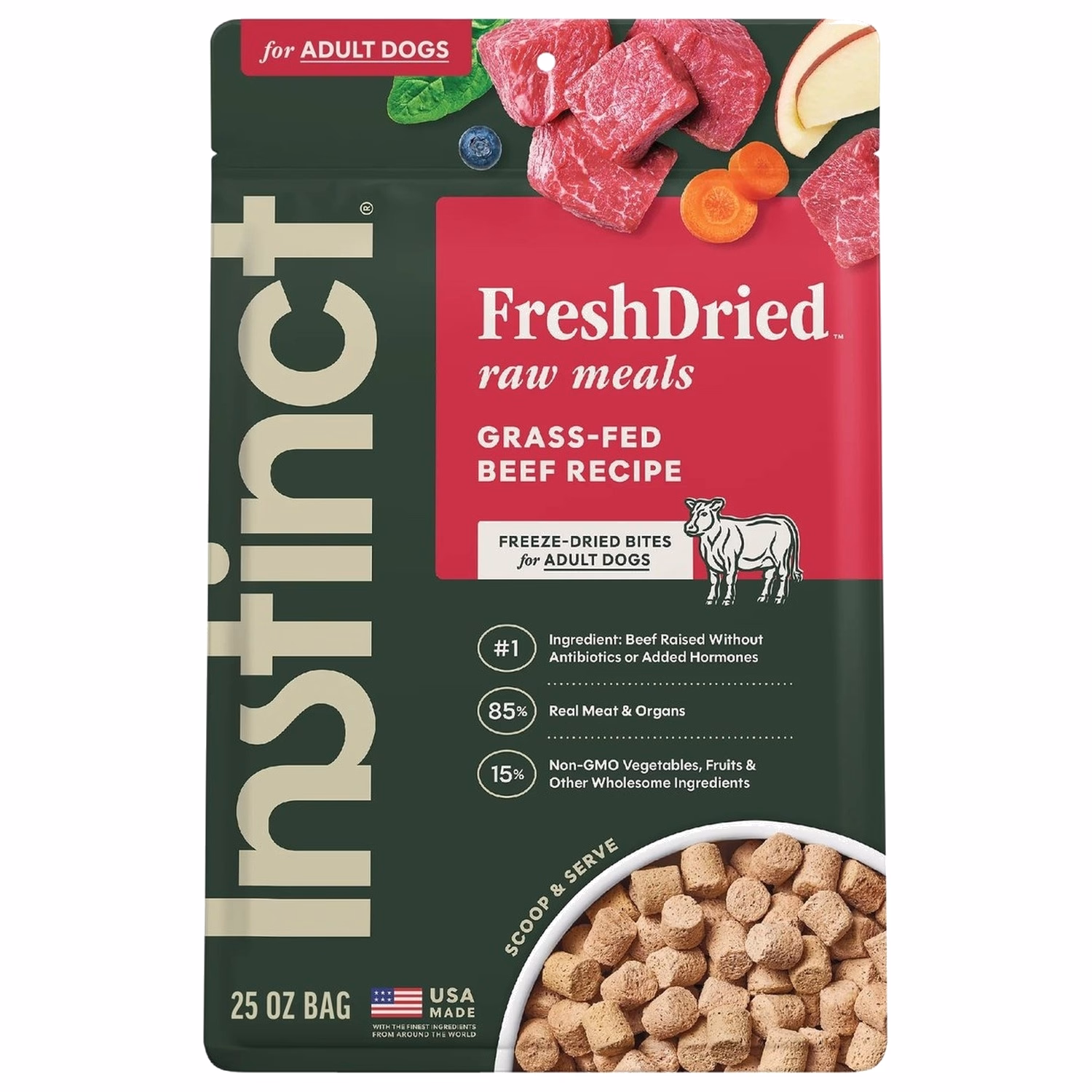 Nature's Variety Instinct 本能成犬乾糧 - 凍乾脫水鮮嫩牛肉 25oz