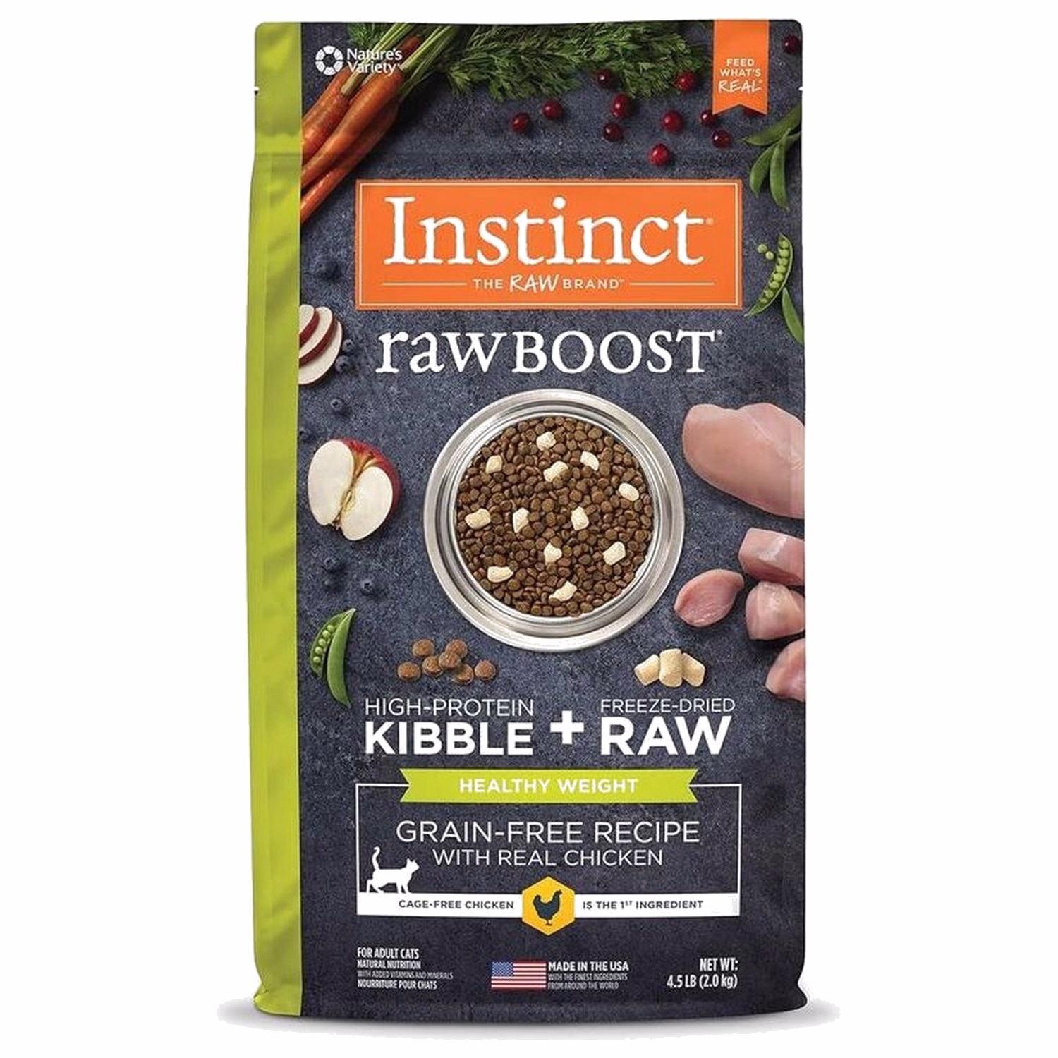 Nature's Variety Instinct Cat Food - Grain Free Raw Boost - Healthy Weight Chicken 10lb - EXP 13-01-2027