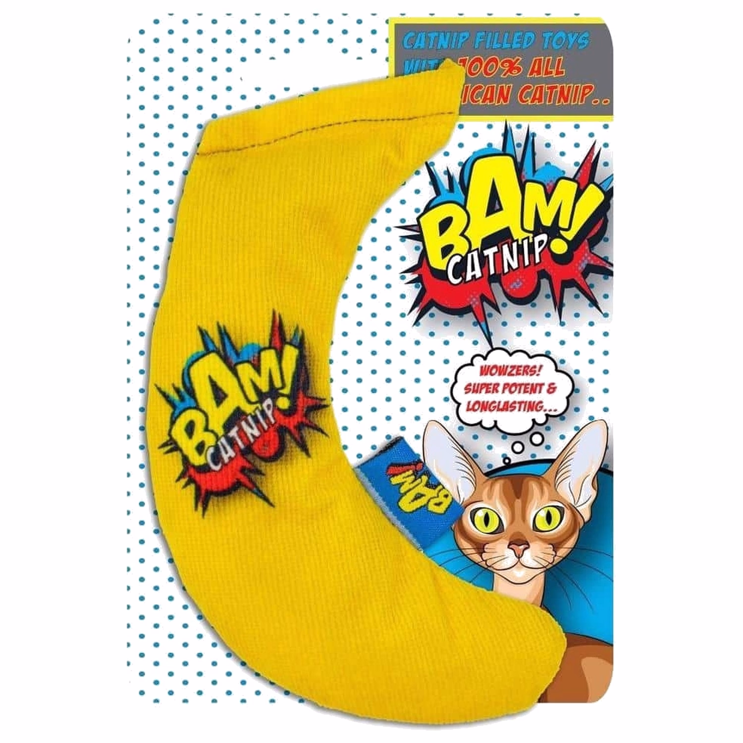 BAM Cat Toy - Super Potent & Long Lasting 100% Filled American Catnip Banana