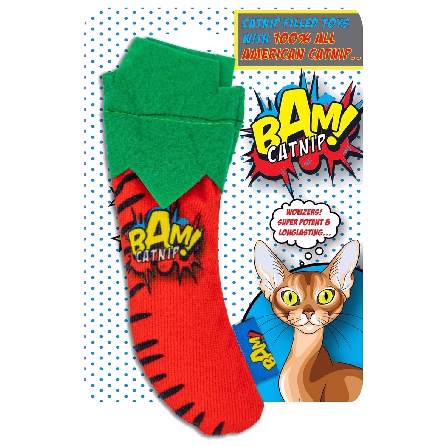 BAM Cat Toy  - Super Potent & Long Lasting 100% Filled American Catnip Chilli