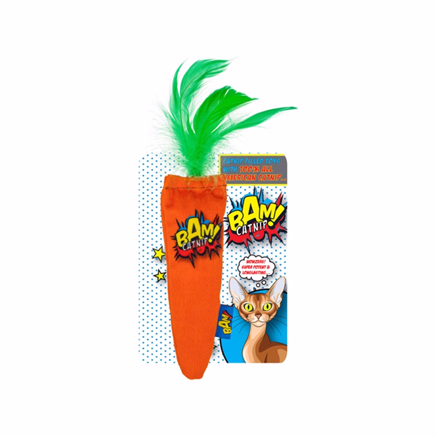 BAM Cat Toy - Super Potent & Long Lasting 100% Filled American Catnip Carrot