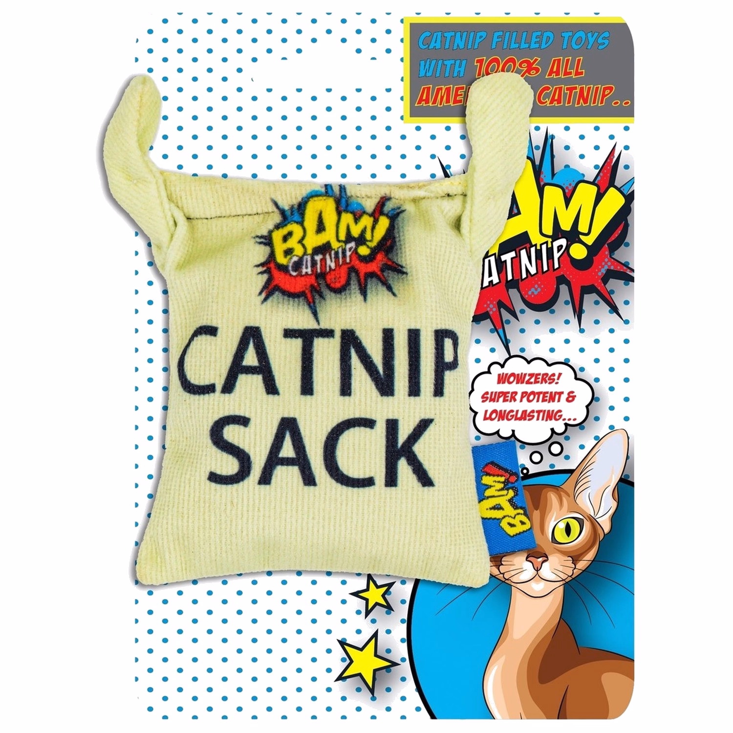 BAM Cat Toy - Super Potent & Long Lasting 100% Filled American Catnip Sack
