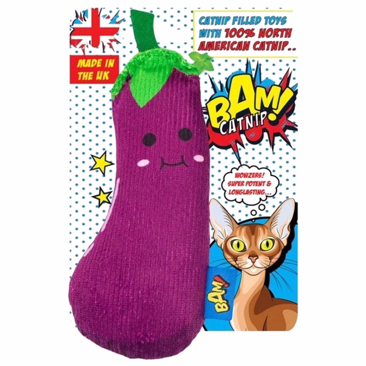 BAM Cat Toy - Super Potent & Long Lasting 100% Filled American Catnip Genie Aubergine