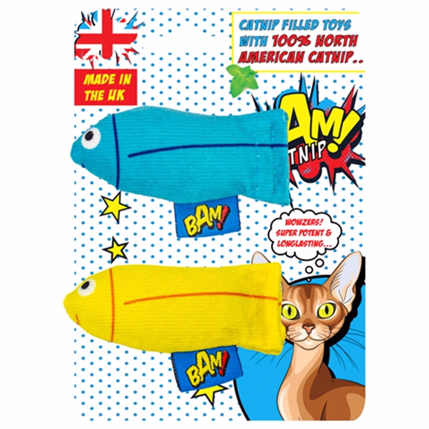 BAM Cat Toy - Super Potent & Long Lasting 100% Filled American Catnip Twin Tiddler