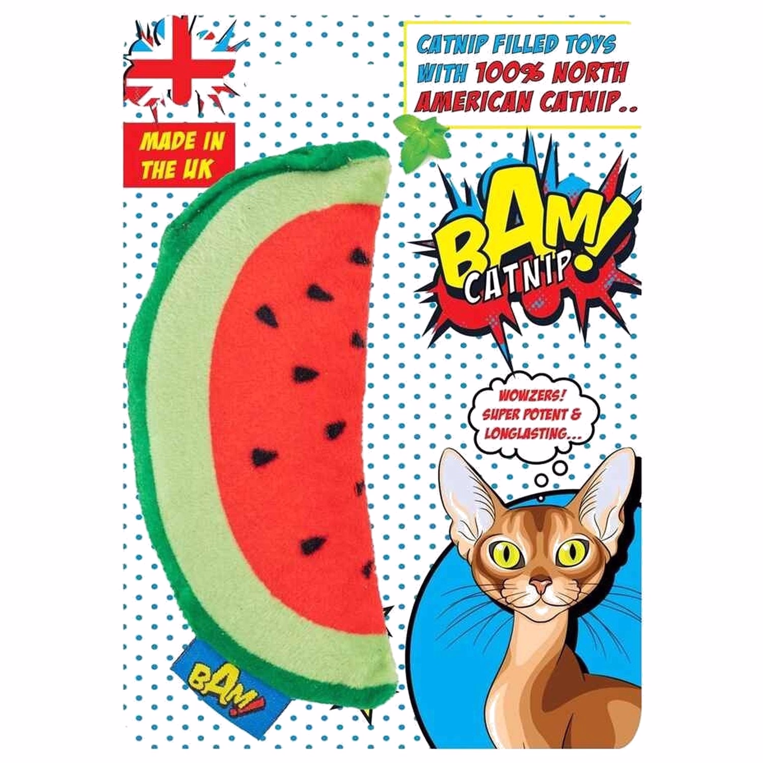 BAM Cat Toy - Super Potent & Long Lasting 100% Filled American Catnip Watermelon