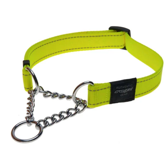 ROGZ Obedience Half-Check Collar - Neon Yellow - XL