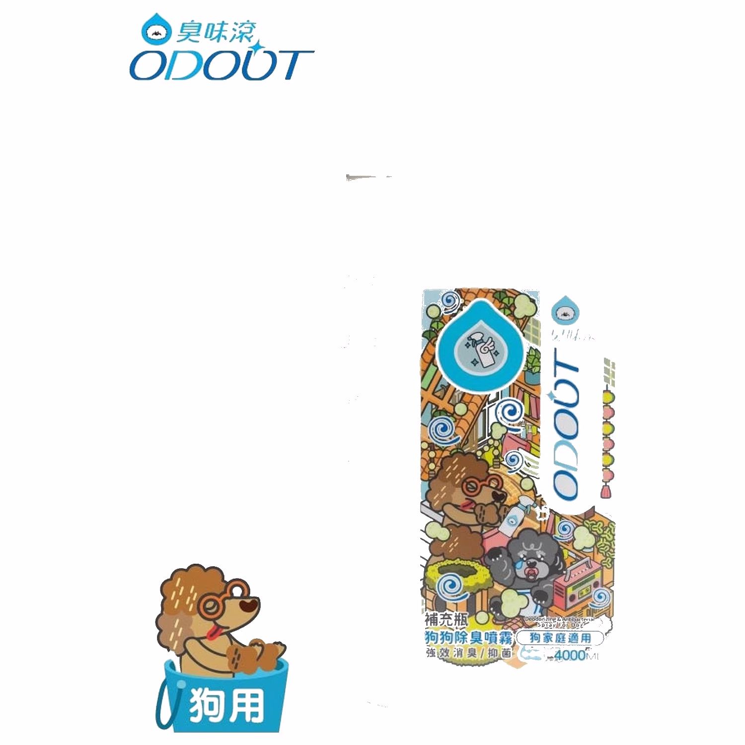 ODOUT Deodorizing and Anti-Bacterial Spray Refill for Dogs 4L