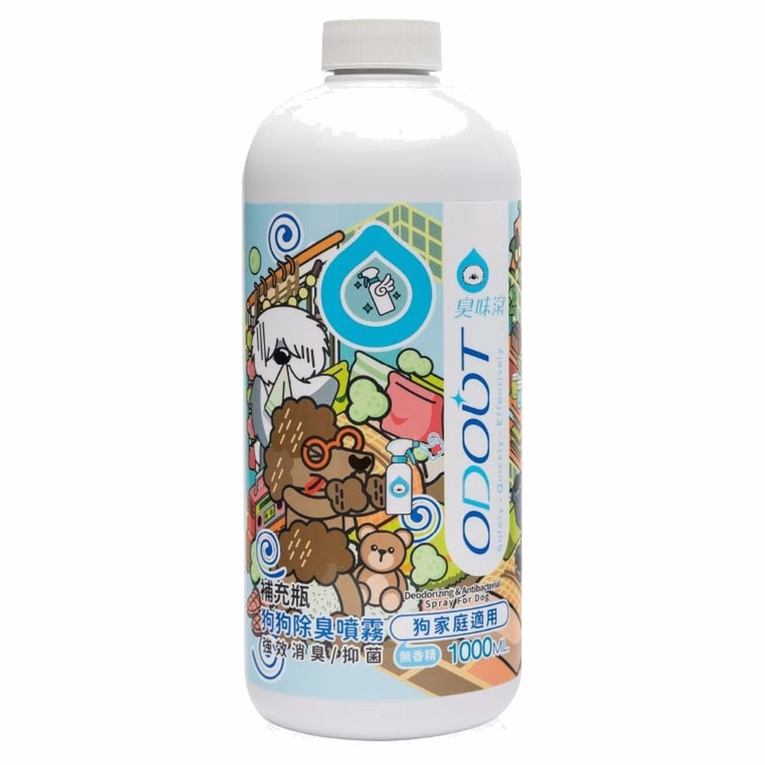 ODOUT 臭味滾除臭/抑菌噴霧補充瓶 1L (狗用)