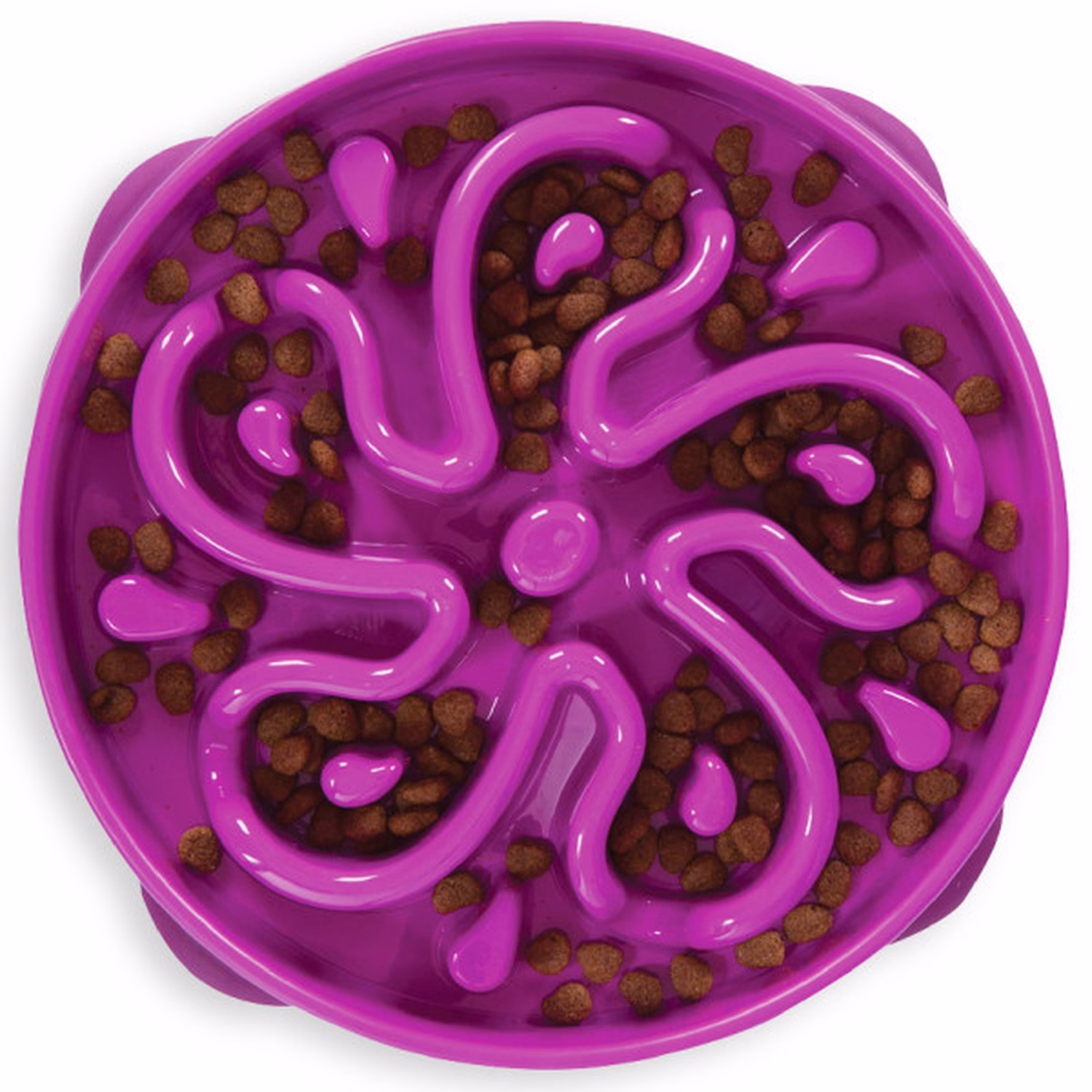 Outward Hound Fun Feeder Slo Bowl - Purple Flower Large