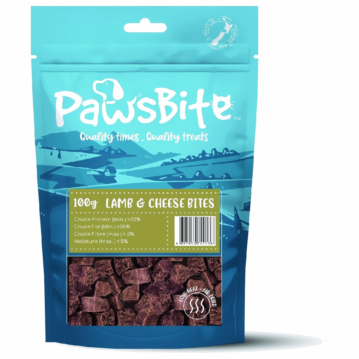 PawsBite 新西蘭貓狗小食 - 風乾脫水 - 芝士羊肉粒 100g