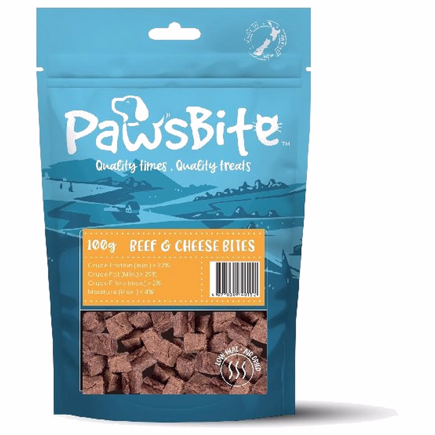 PawsBite Cat & Dog Treat - Air Dried Beef & Cheese Bites 100g