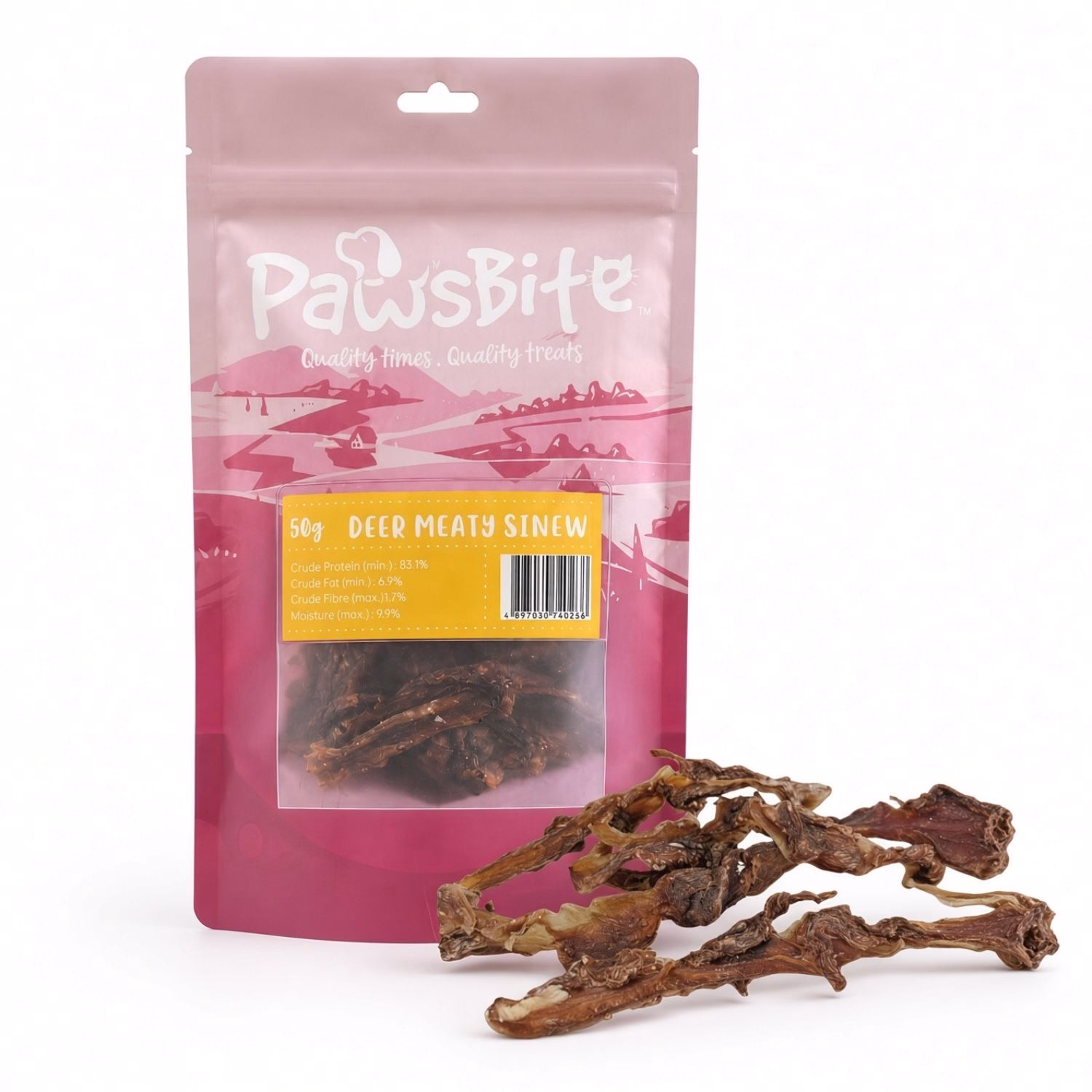PawsBite Deer Meaty Sinew 50g