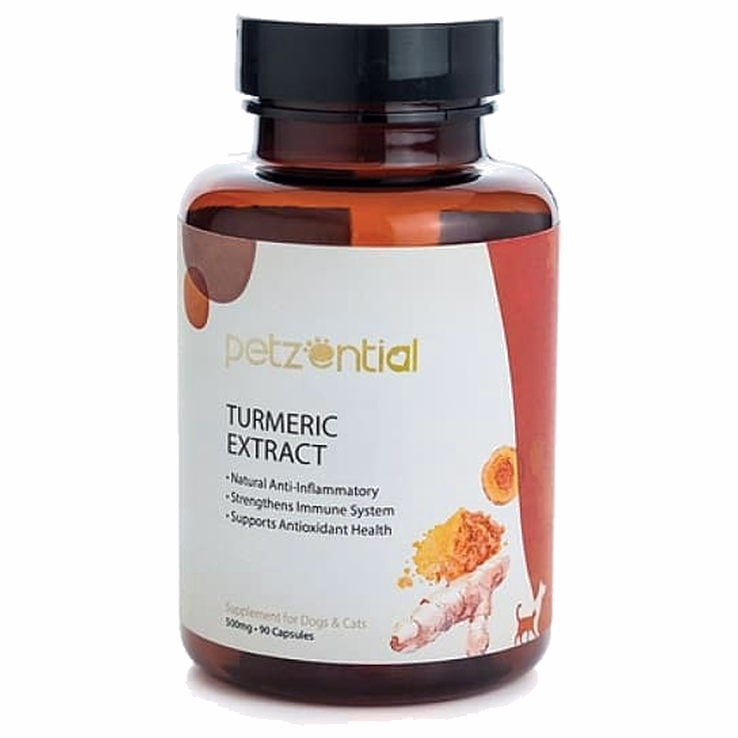 Petzential Turmeric Extract Supplement for Cat & Dog - 90 capsules