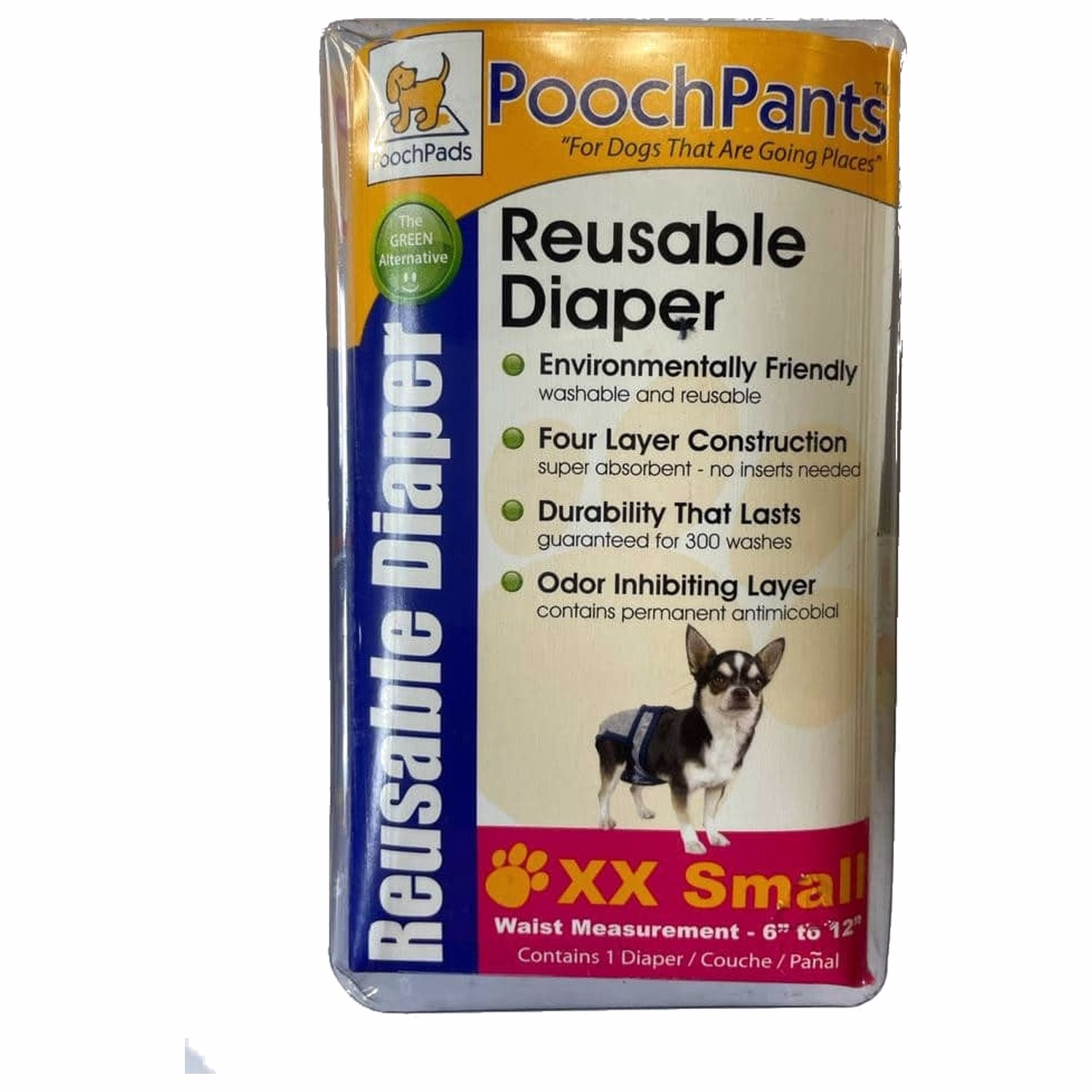 PoochPad Poochpants - Eco-Friendly Washable & Reusable - Female Dog Diaper - XX-Small