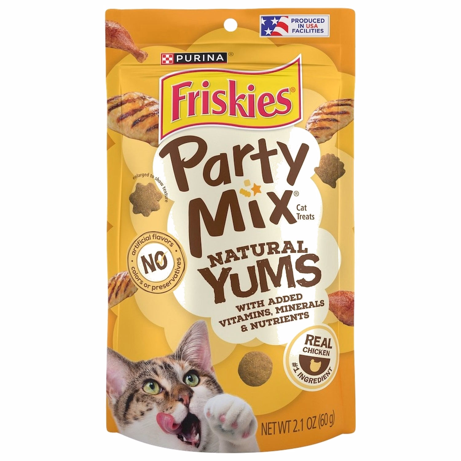 Purina Friskies Cat Treat - Party Mix Natural Yums with Real Chicken 2.1oz