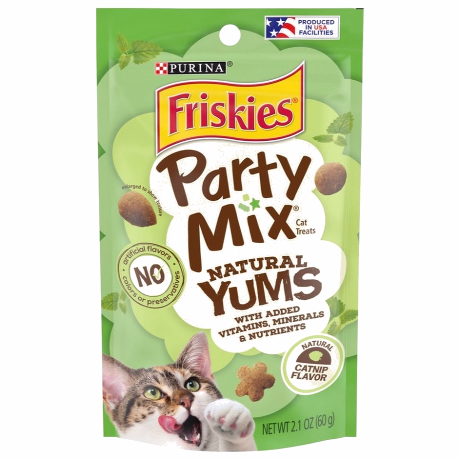 Purina Friskies Cat Treat - Party Mix Natural Yums Catnip Flavor 2.1oz