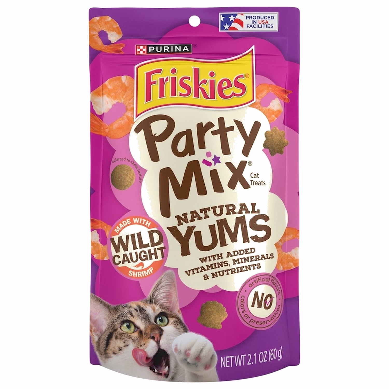 Purina Friskies Cat Treat - Party Mix Natural Yums with Real Shrimp 2.1oz