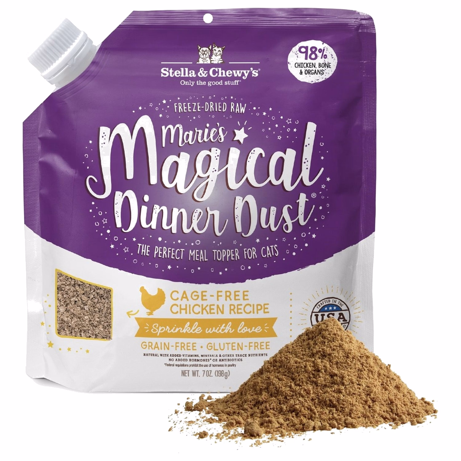 Stella & Chewys Cat Food - Magical Dinner Dust - Freeze Dried Cage-Free Chicken 7oz