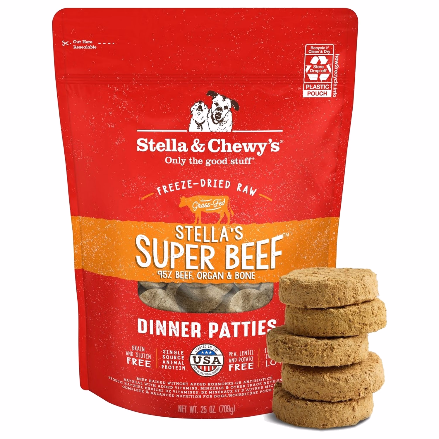Stella & Chewys Dog Food - Freeze Dried Dinner Patties - Super Beef