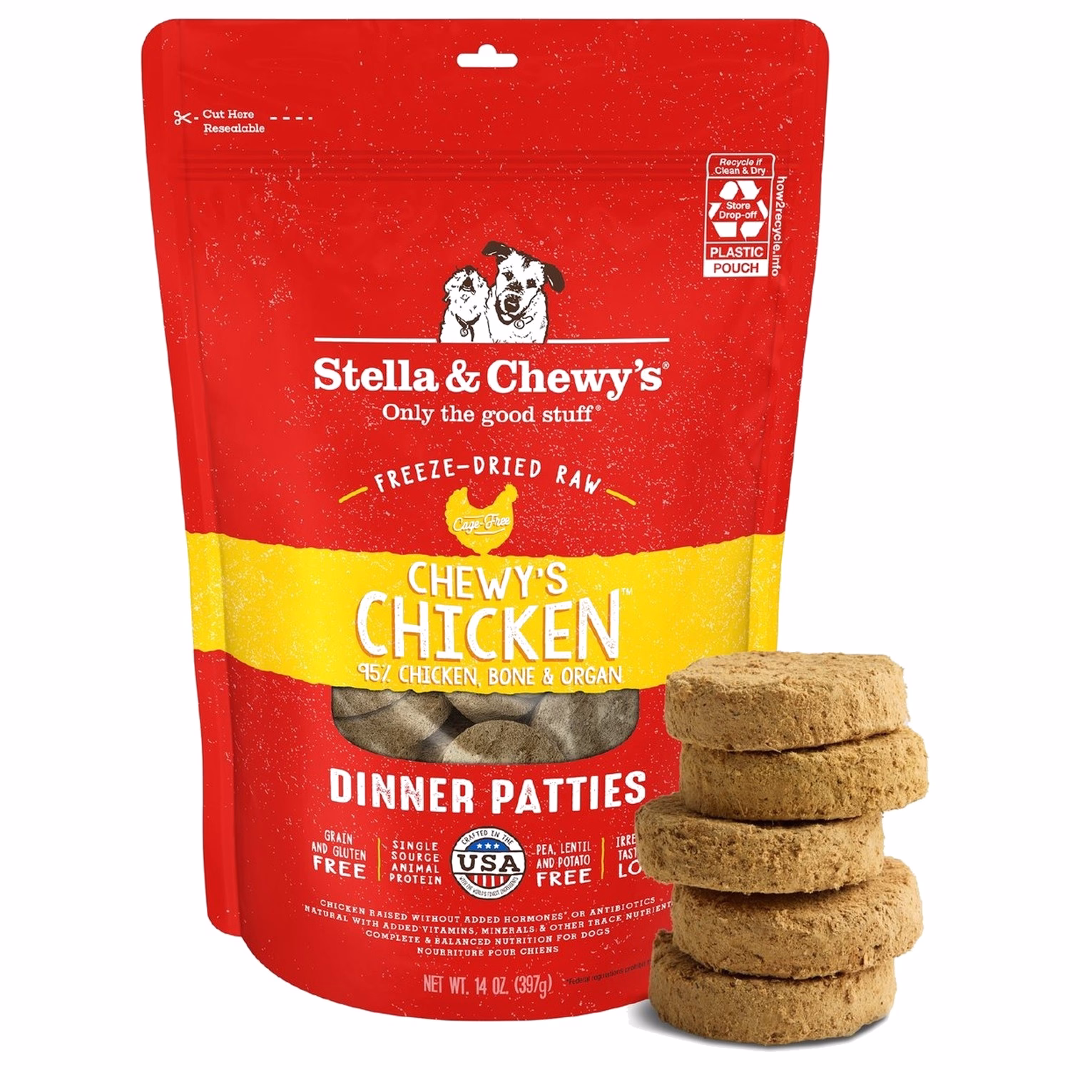 Stella & Chewys Dog Food - Freeze Dried Dinner Patties - Chicken 14oz