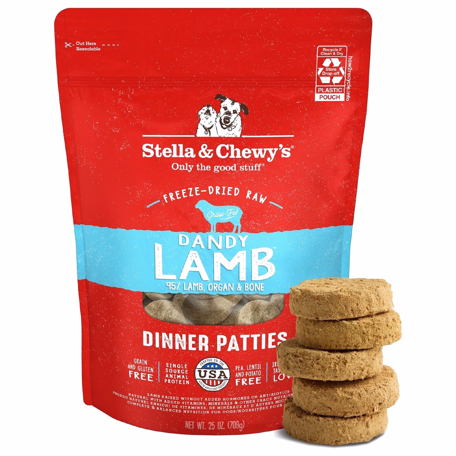 Stella & Chewys Dog Food - Freeze Dried Dinner Patties - Dandy Lamb