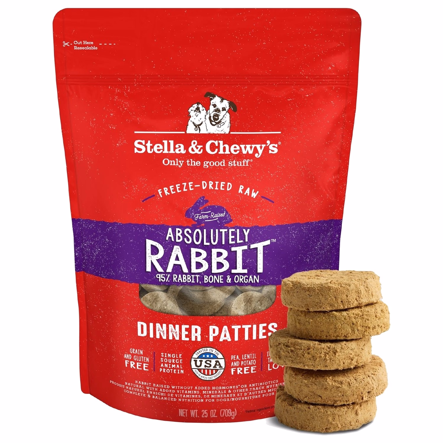 Stella & Chewys美國狗糧 - 凍乾脫水肉餅 - 極度兔惑(兔肉)配方