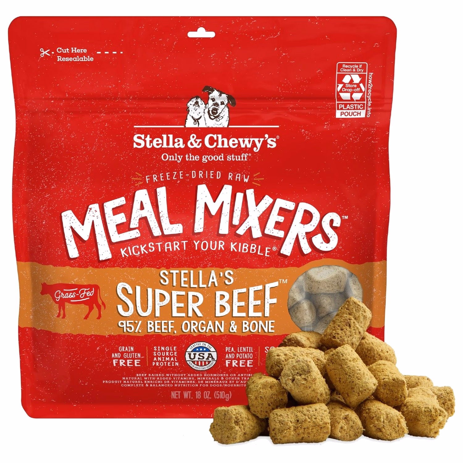 Stella & Chewys美國狗糧 - 乾糧伴侶系列 - 凍乾脫水肉粒 - 牛魔王(牛肉配方)