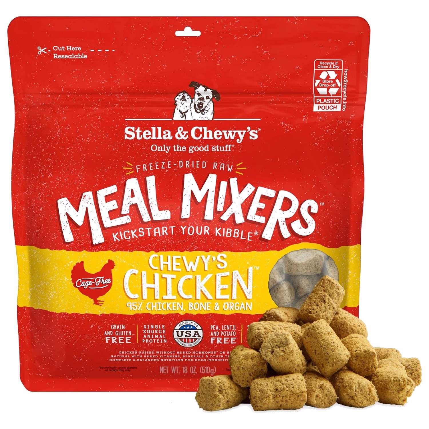 Stella & Chewys美國狗糧 - 乾糧伴侶系列 - 凍乾脫水肉粒 - 籠外鳳凰(雞肉配方)