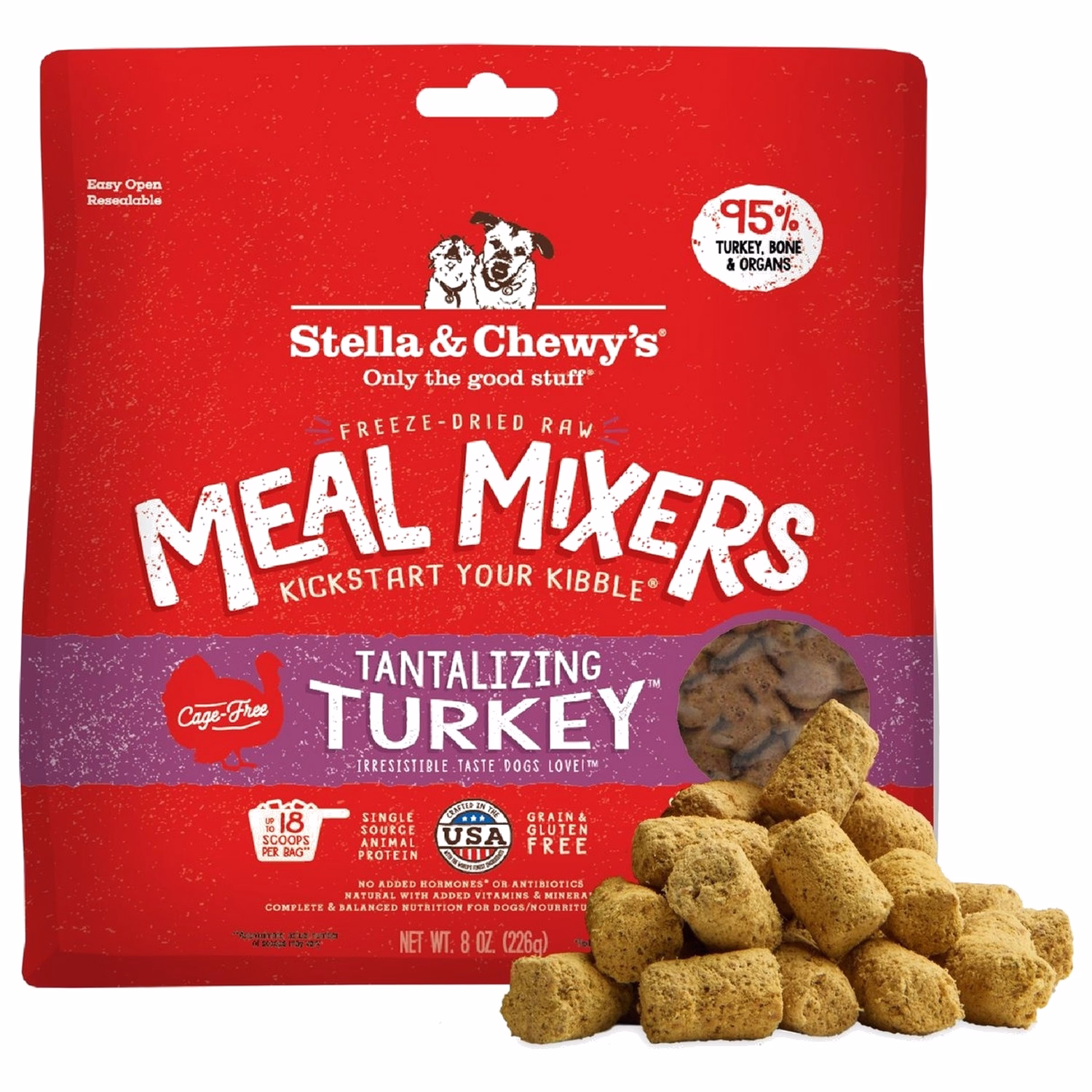 Stella & Chewys Dog Food - Meal Mixer - Freeze Dried Tantalizing Turkey 8oz - EXP 04-12-2026