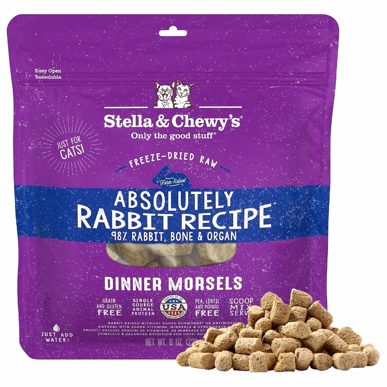 Stella & Chewys Cat Food - Freeze Dried Dinner Morsels - Absolutely Rabbit