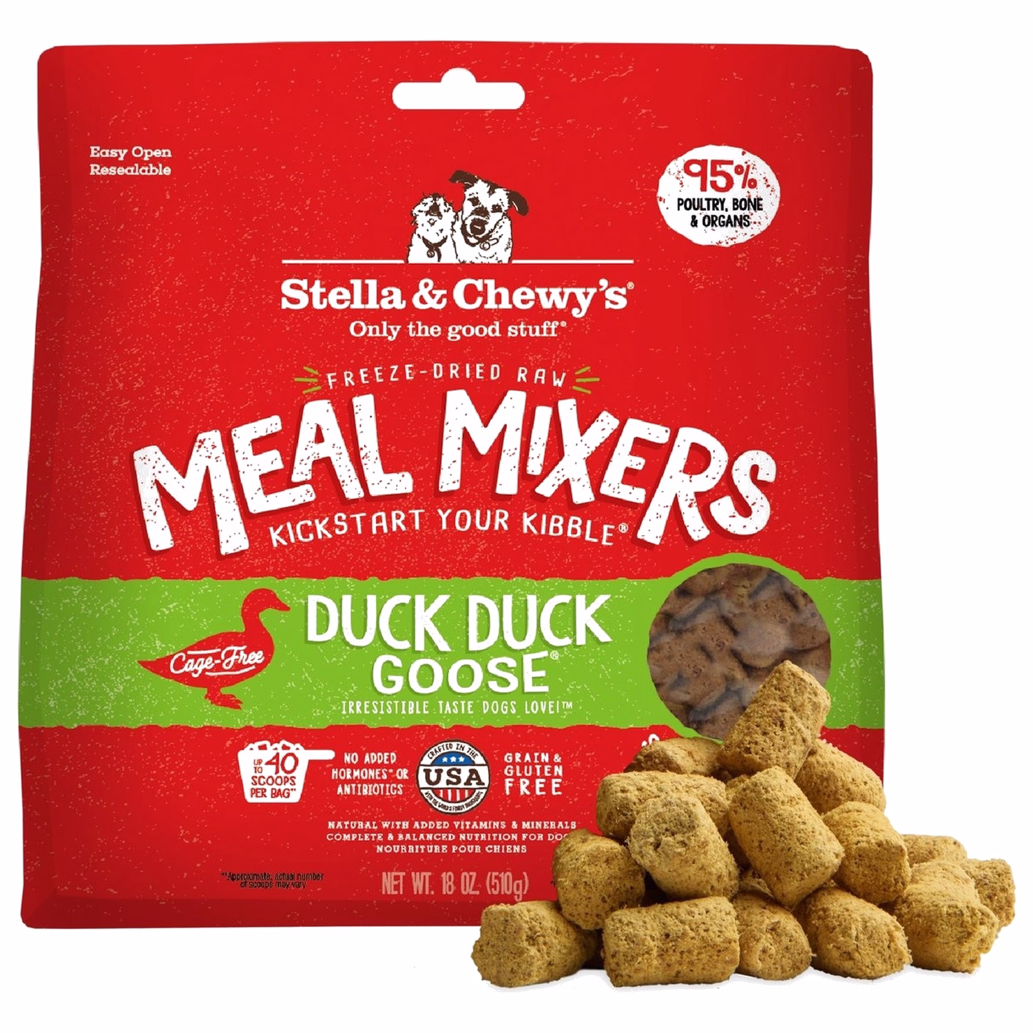 Stella & Chewys Dog Food - Meal Mixer - Freeze Dried Duck Duck Goose 18oz
