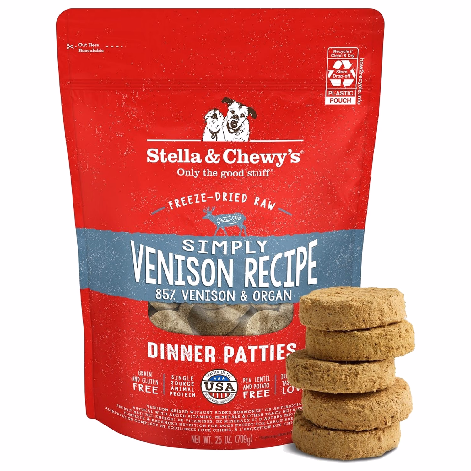 Stella & Chewys 美國狗糧 - 凍乾脫水肉餅 - 單一鹿肉配方