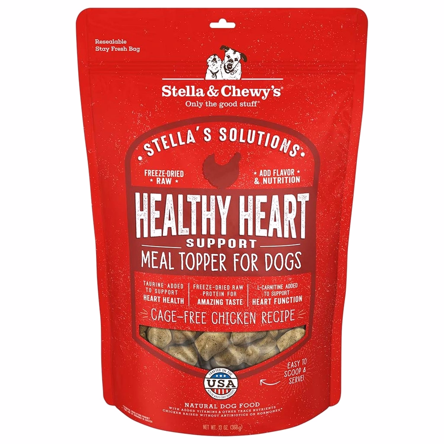 Stella & Chewys 美國狗糧 - 凍乾脫水粒 乾糧伴侶系列 支援心臟健康 - 放養雞配方 13oz