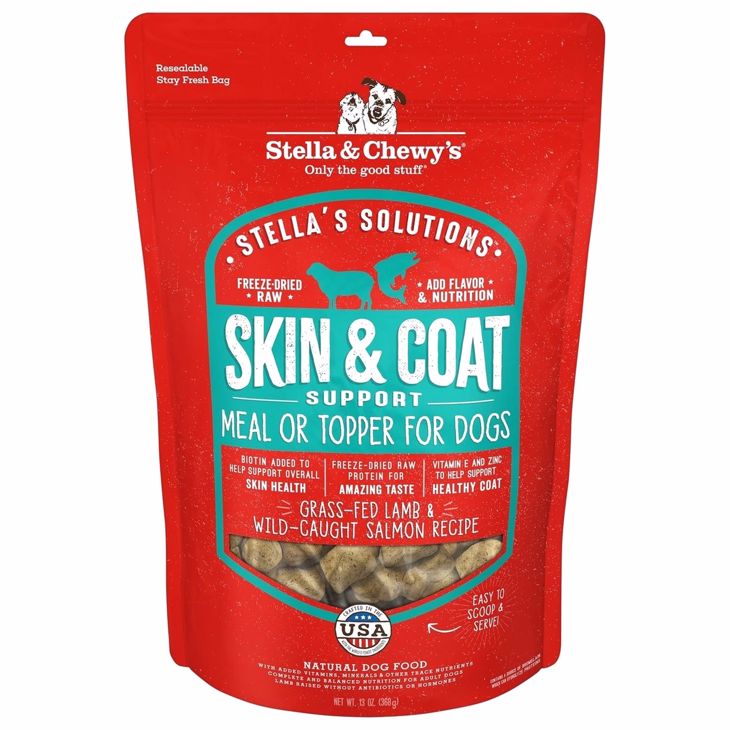 Stella & Chewys 美國狗糧 - 凍乾脫水粒 乾糧伴侶系列 有助皮毛健康 - 羊肉及三文魚配方 13oz