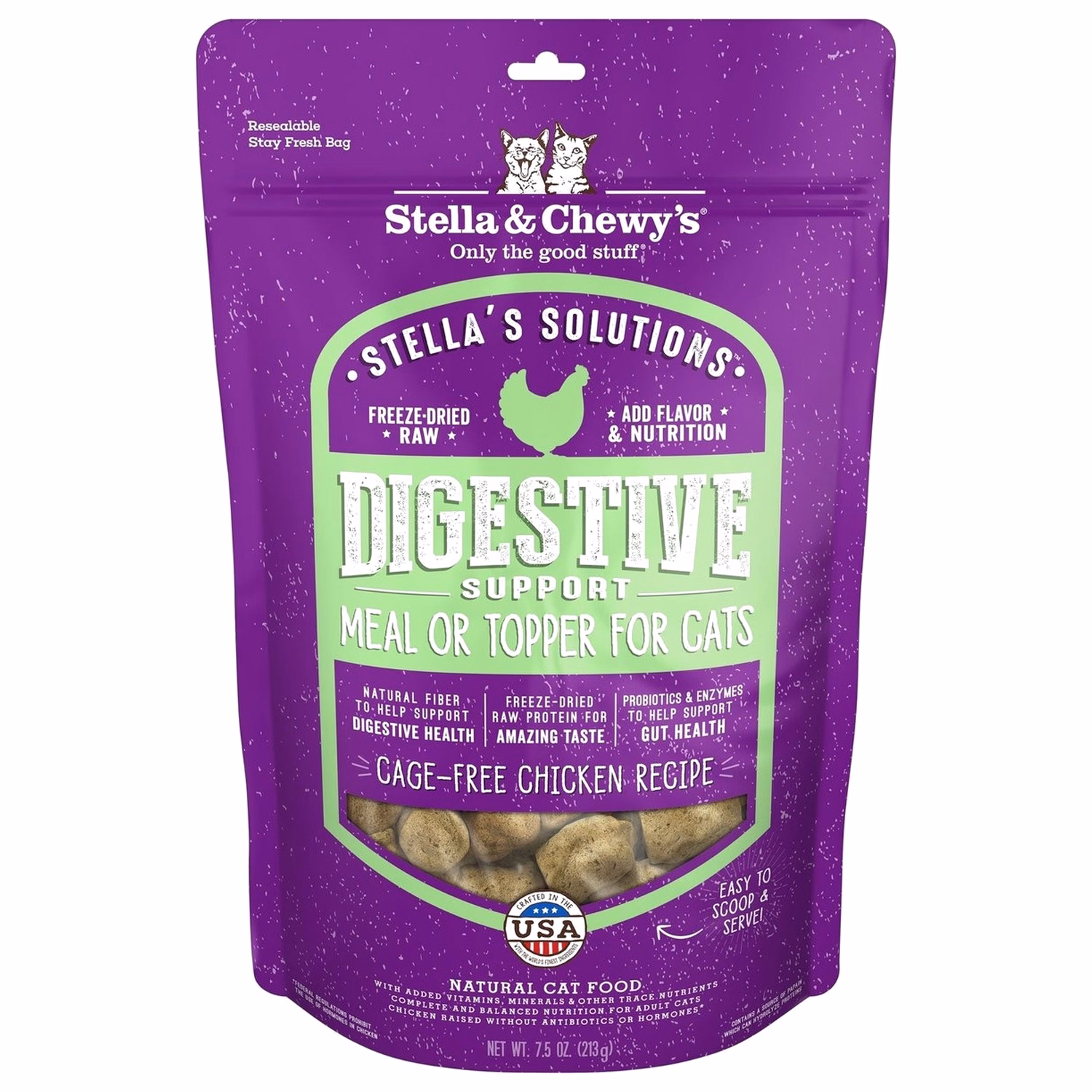Stella & Chewys Cat Food - Digestive Boost Meal Mixer & Toppers - Freeze Dried Chicken 7.5oz - EXP 03-12-2026