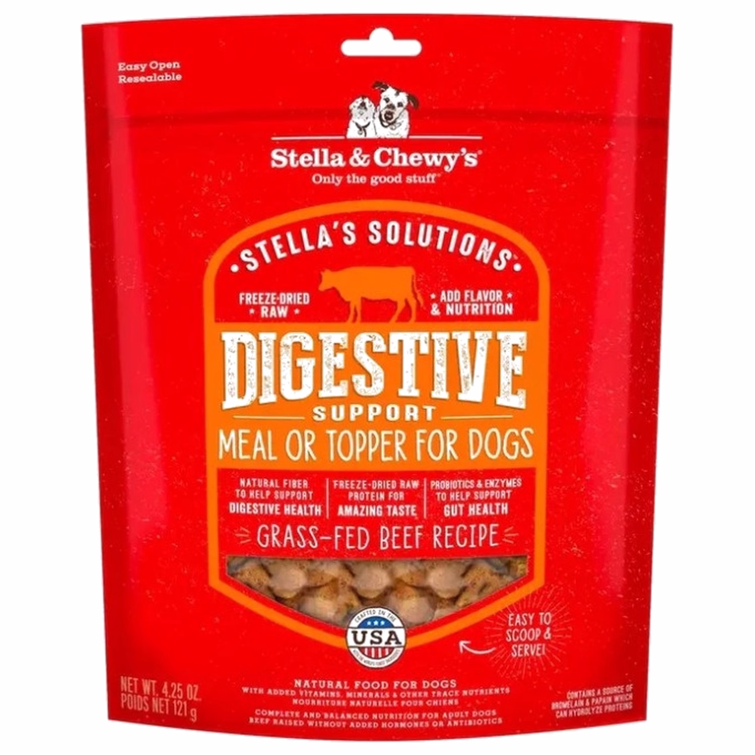 Stella & Chewys 美國狗糧 - 凍乾脫水粒 乾糧伴侶系列 有助消化系統 - 草飼牛配方