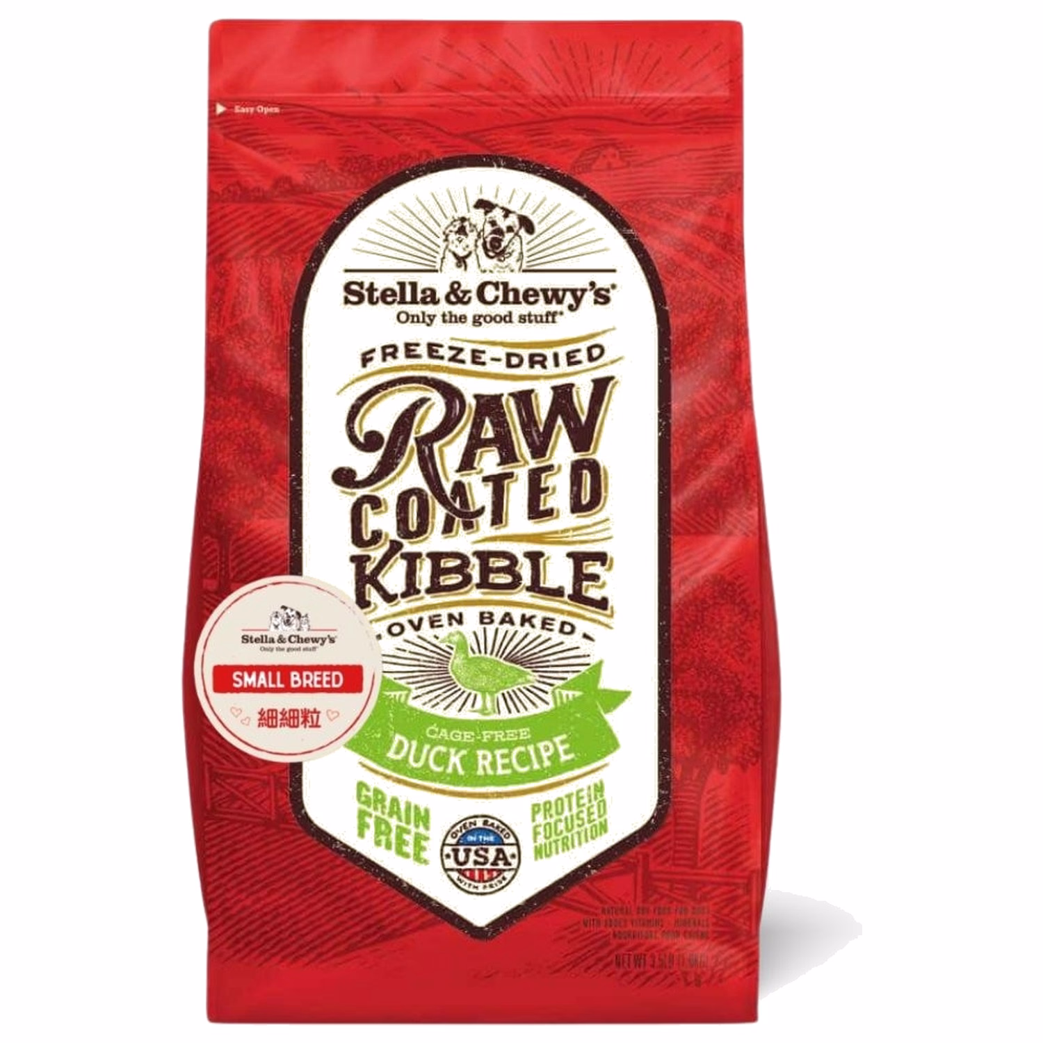 Stella & Chewys Dog Food - Raw Coated Kibble - Small Breed - Cage-Free Duck